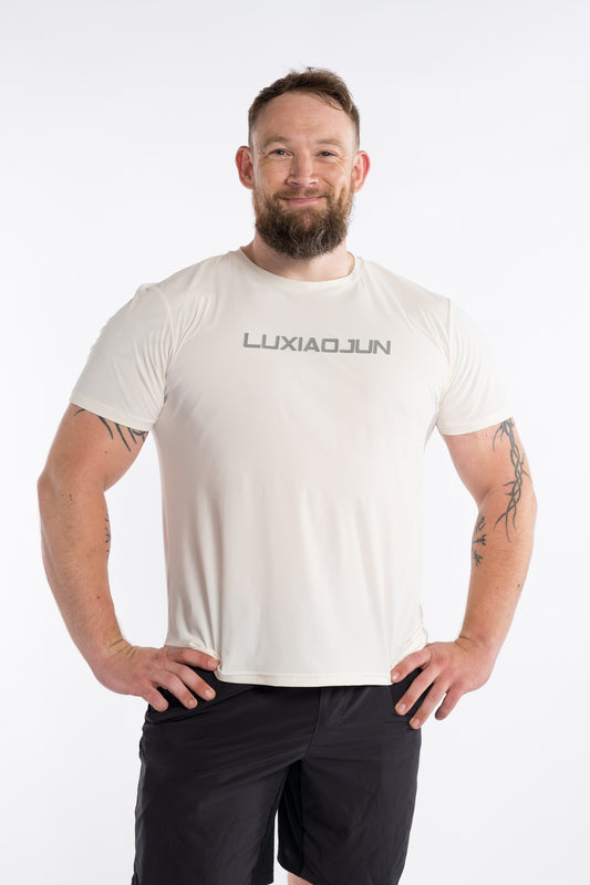 LUXIAOJUN Herren Performance T-Shirt Weiß Daily Essentials Weiß