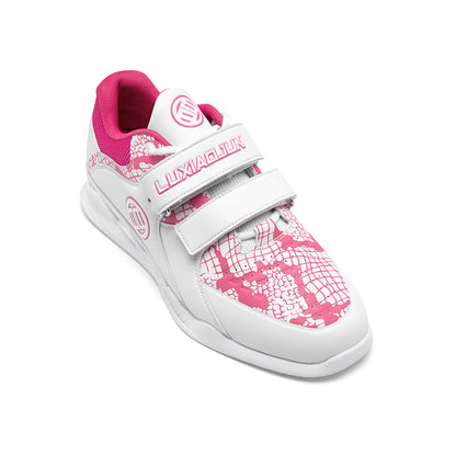 LUXIAOJUN Gewichtheberschuhe – Pink & Weiß (Schlangen-Edition)