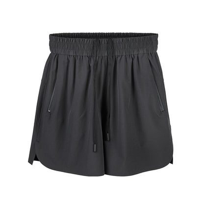 LUXIAOJUN Leichte, schnell trocknende 9″ Sport-Shorts für Damen, Schwarz