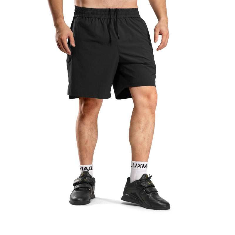LUXIAOJUN – Short de sport léger et à séchage rapide pour homme 9″ Noir