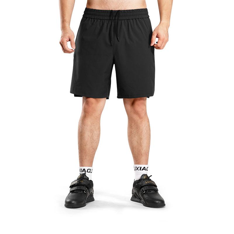 LUXIAOJUN – Short de sport léger et à séchage rapide pour homme 9″ Noir