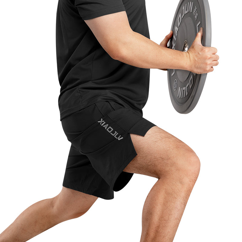 LUXIAOJUN – Short de sport léger et à séchage rapide pour homme 9″ Noir