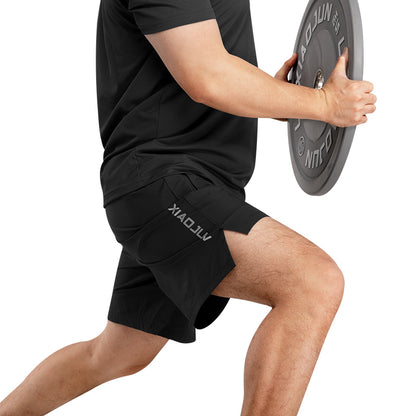 LUXIAOJUN – Short de sport léger et à séchage rapide pour homme 9″ Noir