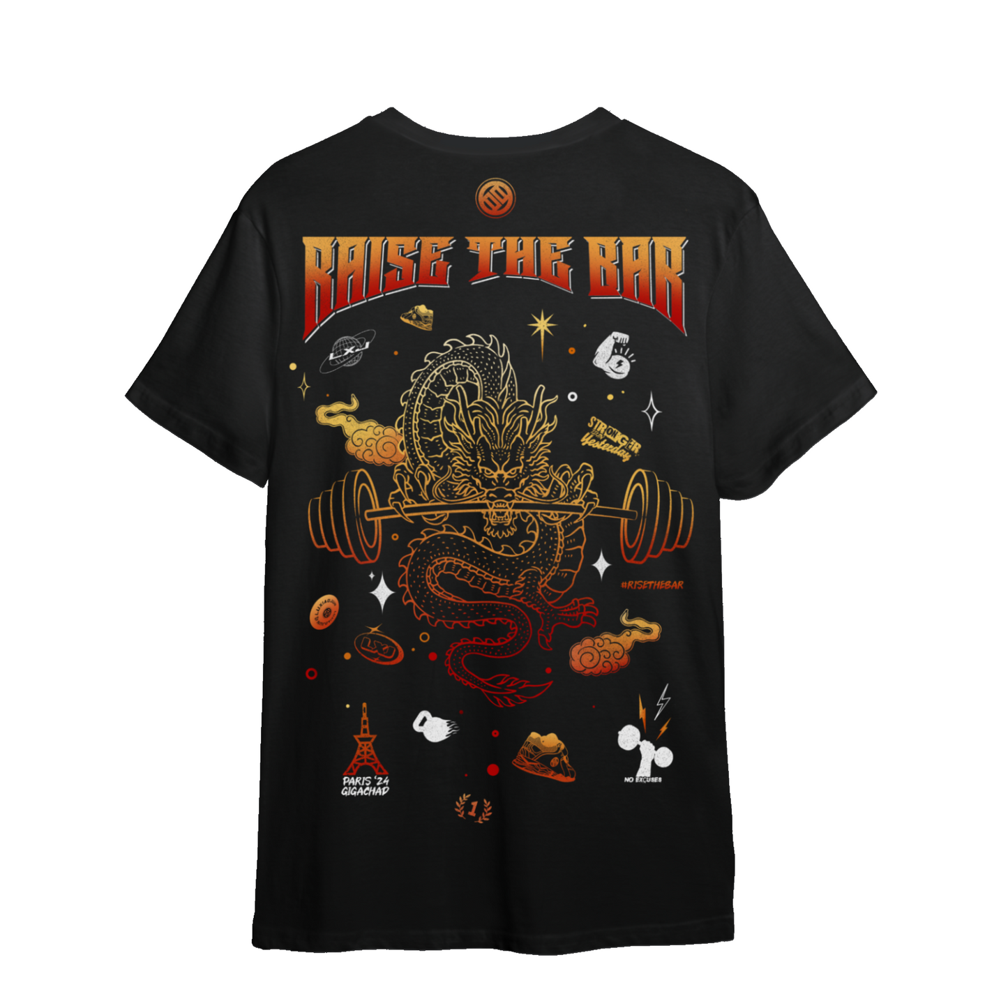 T-shirt oversize unisexe LUXIAOJUN - Dragon Power Noir