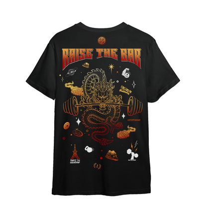 T-shirt oversize unisexe LUXIAOJUN - Dragon Power Noir