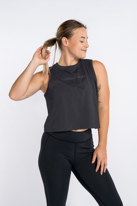 LUXIAOJUN Daily Essentials Crop Top Performance Femme Noir
