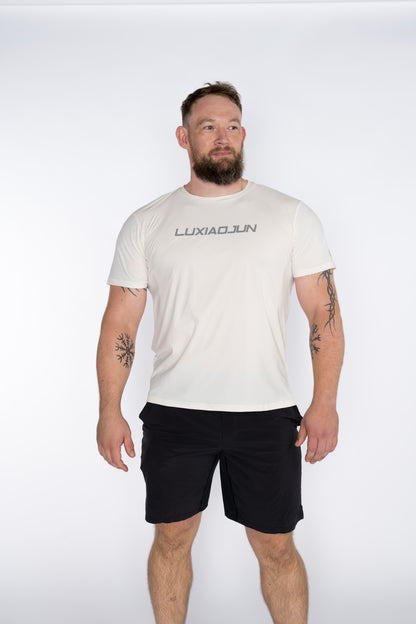 LUXIAOJUN Herren Performance T-Shirt Weiß Daily Essentials Weiß